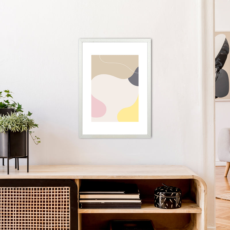 Mila Pink Abstract N24  Art Print by Pixy Paper A2 Oak Frame