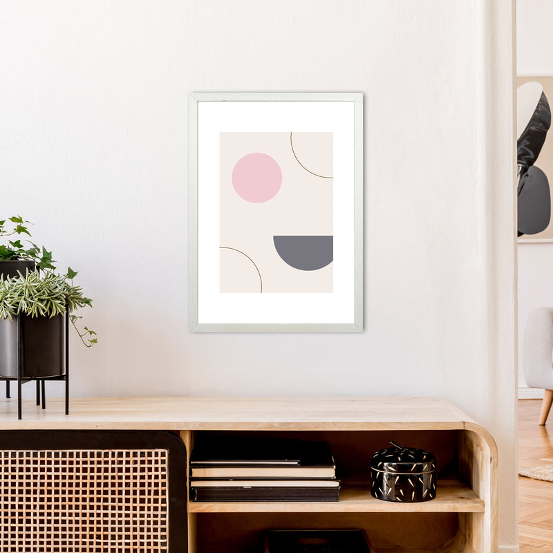 Mila Pink Abstract N23  Art Print by Pixy Paper A2 Oak Frame