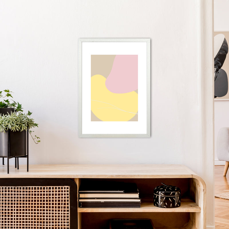 Mila Pink Abstract N20  Art Print by Pixy Paper A2 Oak Frame