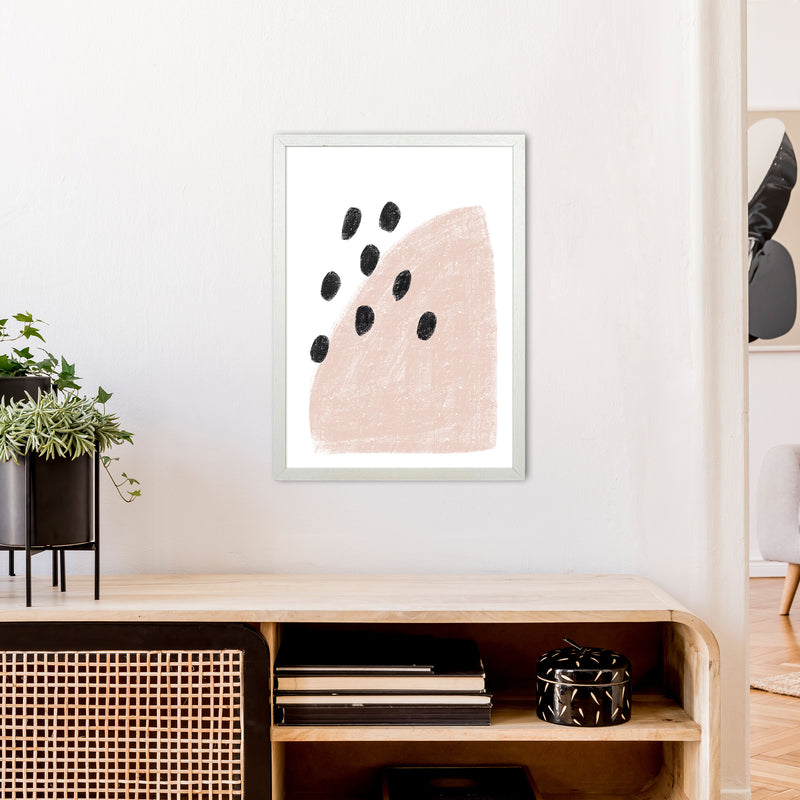 Dalia Chalk Pink Polka  Art Print by Pixy Paper A2 Oak Frame
