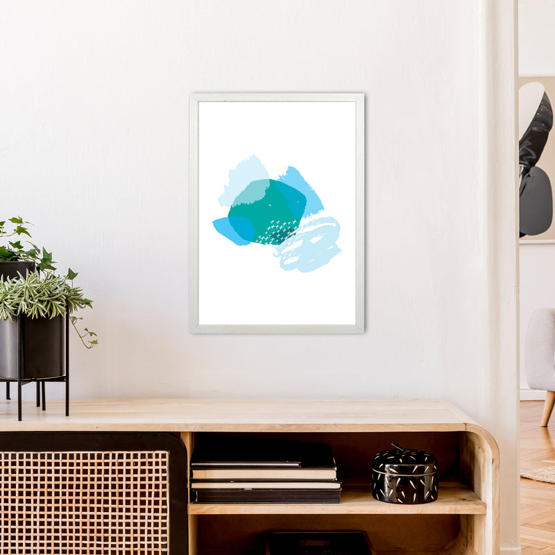 Mismatch Blue And Teal  Art Print by Pixy Paper A2 Oak Frame
