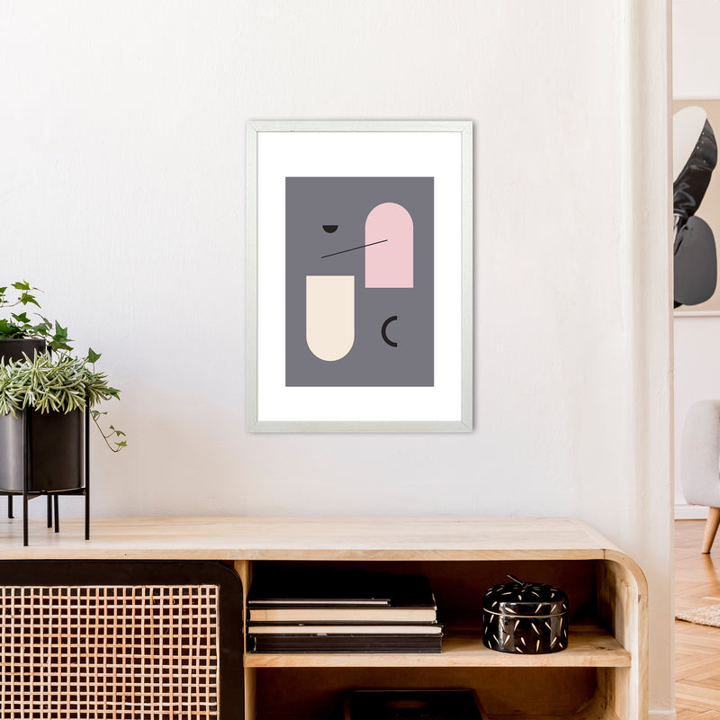 Mila Abstract Pink N5  Art Print by Pixy Paper A2 Oak Frame