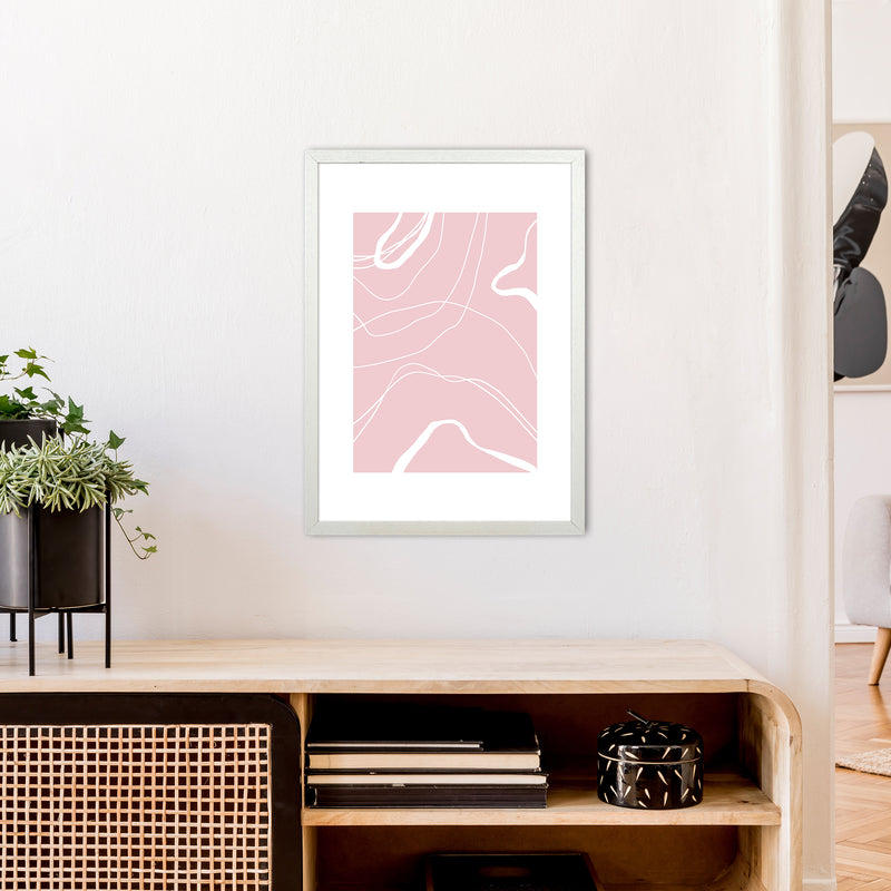 Mila Pink Swirls N14  Art Print by Pixy Paper A2 Oak Frame