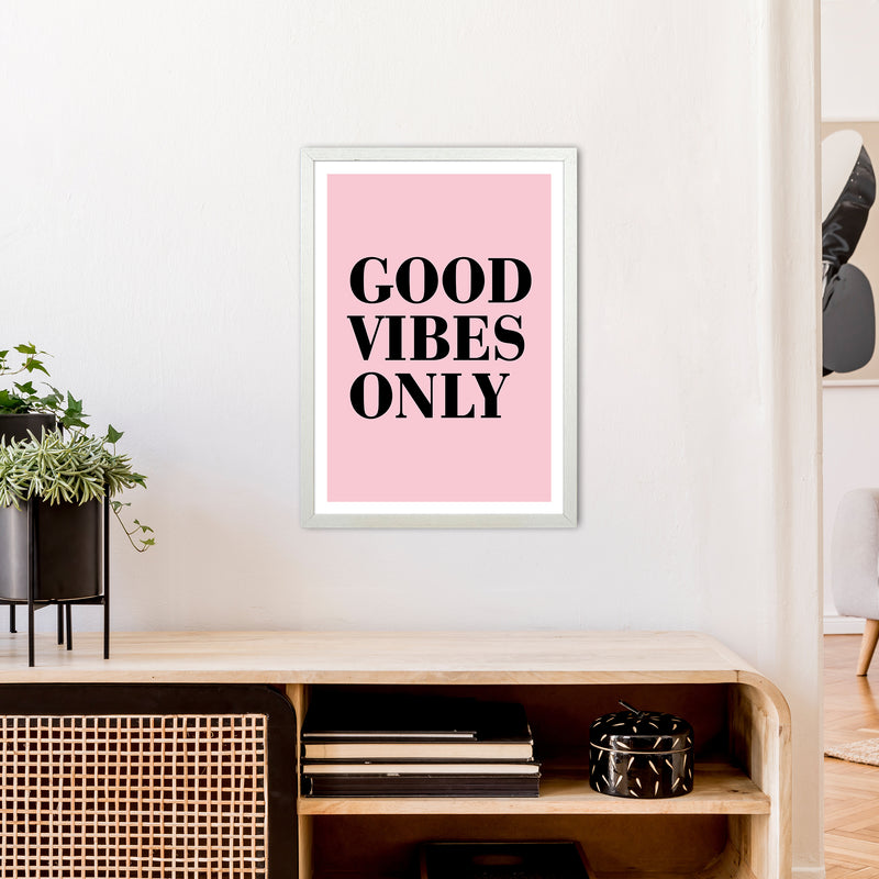 Good Vibes Only Neon Funk  Art Print by Pixy Paper A2 Oak Frame