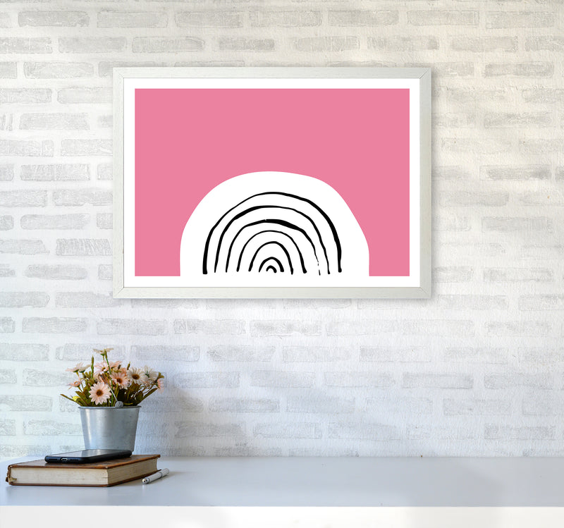 Pink Rainbow Neon Funk  Art Print by Pixy Paper A2 Oak Frame