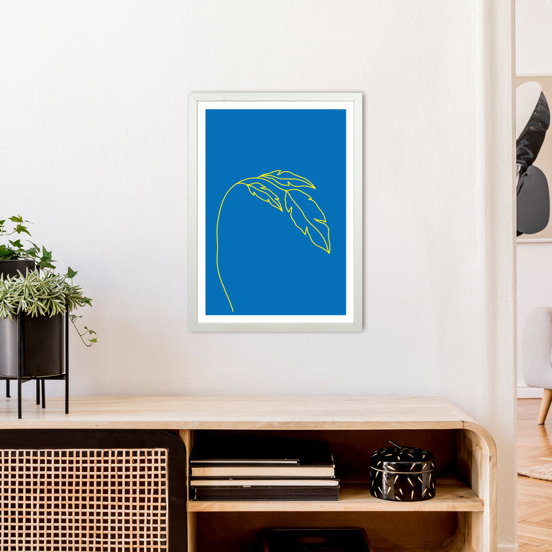 Plant Blue Neon Funk  Art Print by Pixy Paper A2 Oak Frame