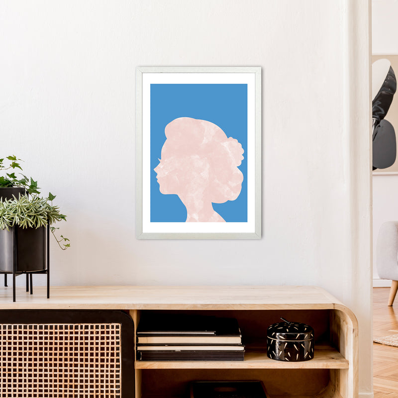 Marble Head Blue  Art Print by Pixy Paper A2 Oak Frame