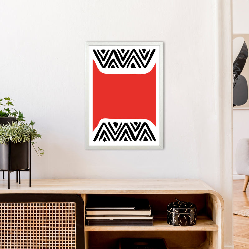 Red Maze Neon Funk  Art Print by Pixy Paper A2 Oak Frame