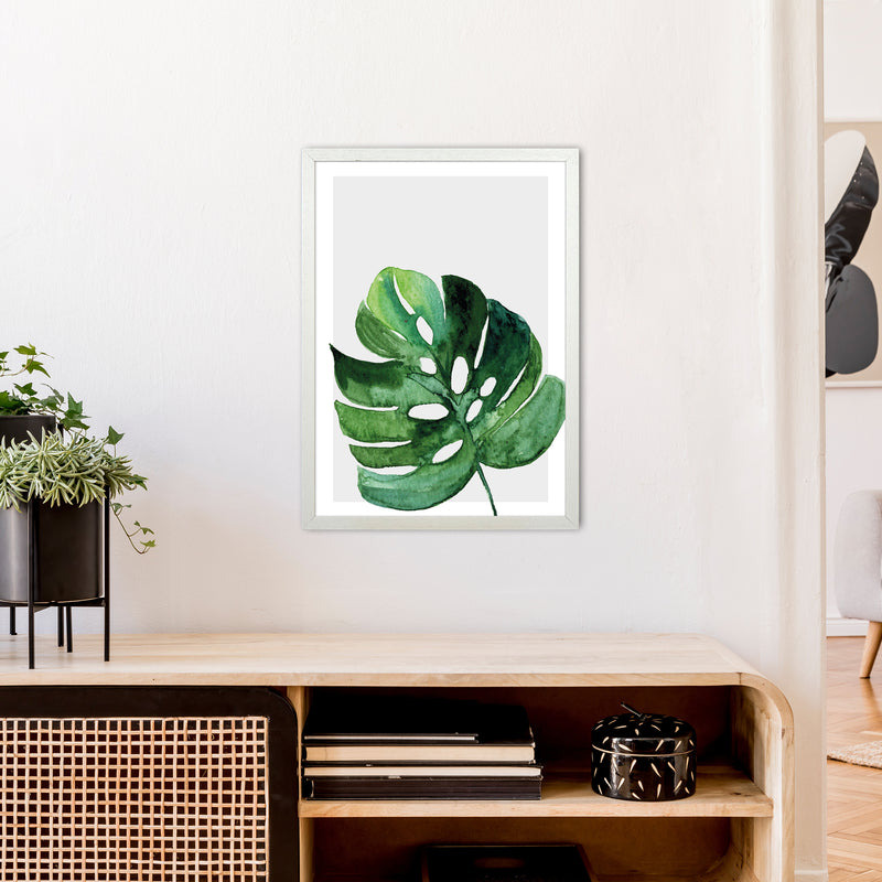 Leaf With Grey Back Exotic  Art Print by Pixy Paper A2 Oak Frame