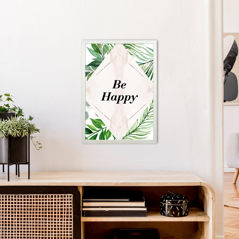 Be Happy Exotic  Art Print by Pixy Paper A2 Oak Frame