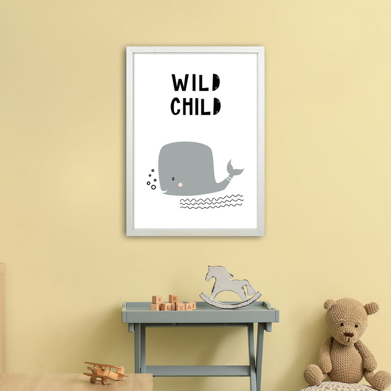 Wild Child Whale Animal  Art Print by Pixy Paper A2 Oak Frame