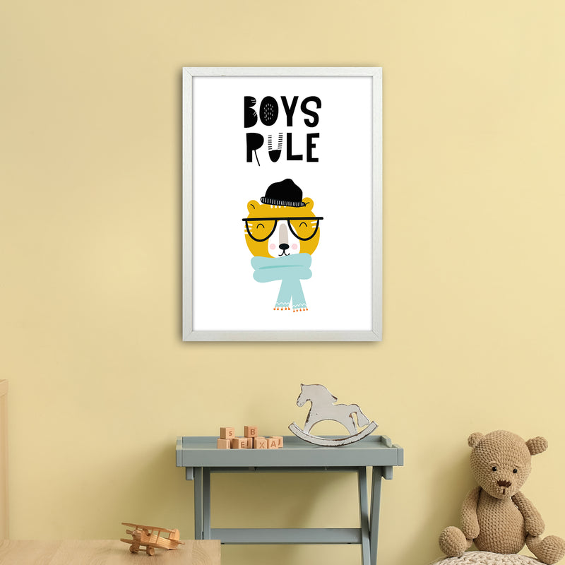 Boys Rule Animal  Art Print by Pixy Paper A2 Oak Frame