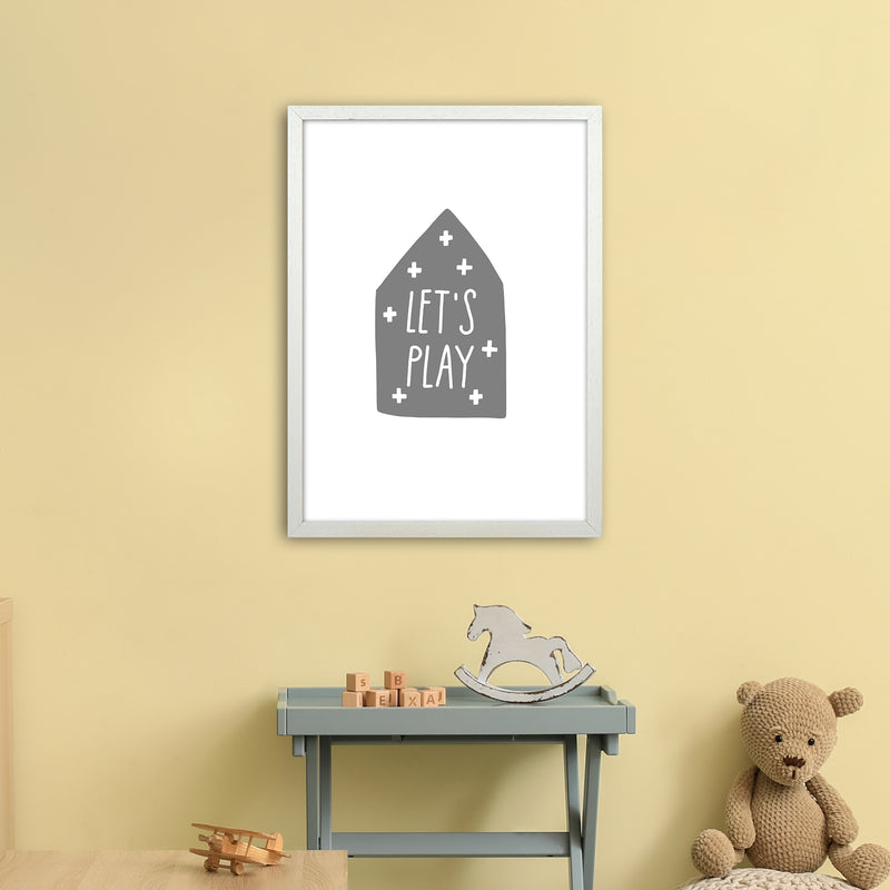 Let'S Play House Grey Super Scandi  Art Print by Pixy Paper A2 Oak Frame