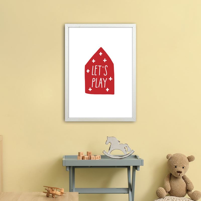 Let'S Play House Red Super Scandi  Art Print by Pixy Paper A2 Oak Frame