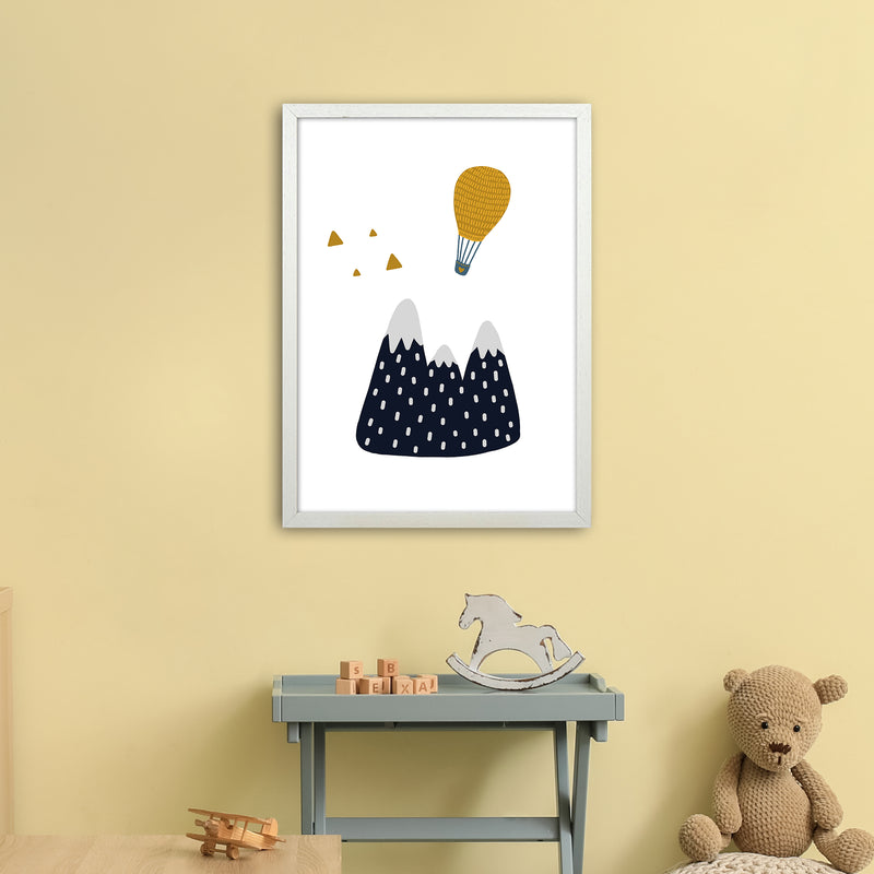 Little Explorer Hot Air Balloon  Art Print by Pixy Paper A2 Oak Frame