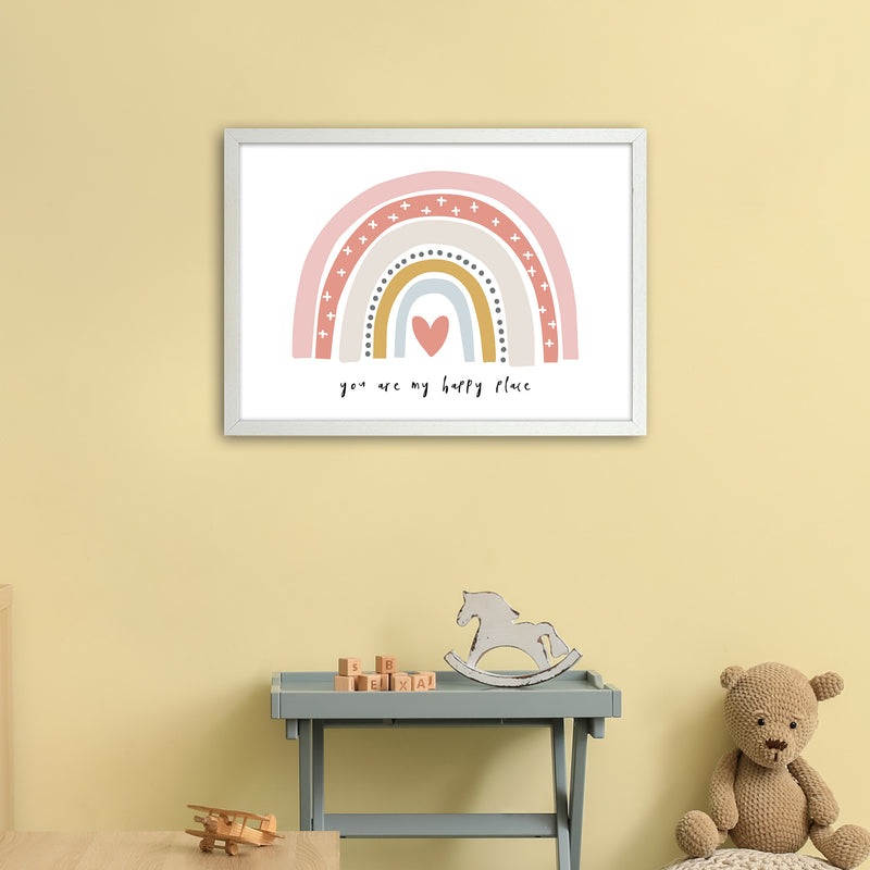 You Are My Happy Place Rainbow  Art Print by Pixy Paper A2 Oak Frame