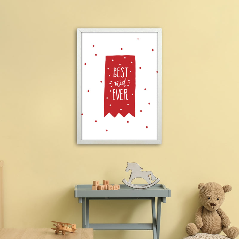 Best Kid Ever Red Super Scandi  Art Print by Pixy Paper A2 Oak Frame