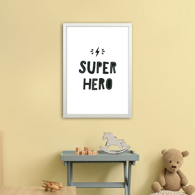 Super Hero Black Super Scandi  Art Print by Pixy Paper A2 Oak Frame