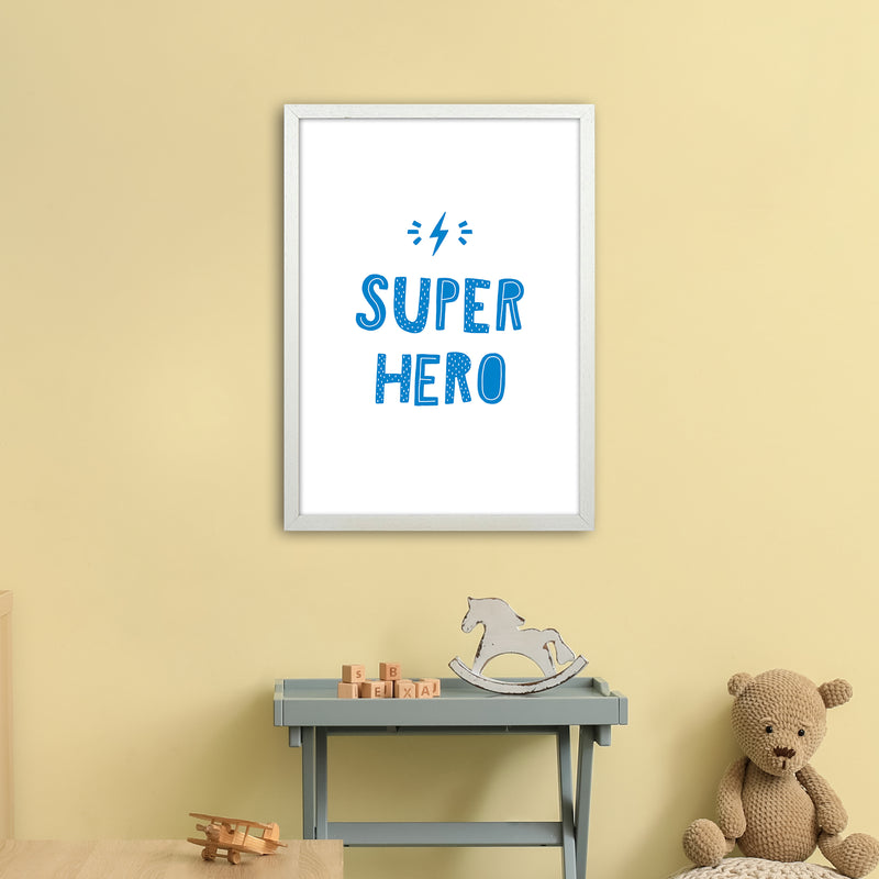 Super Hero Blue Super Scandi  Art Print by Pixy Paper A2 Oak Frame