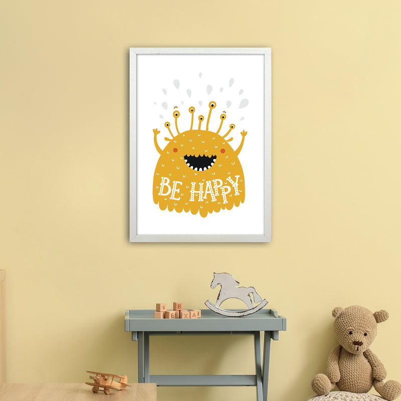 Little Monsters Be Happy  Art Print by Pixy Paper A2 Oak Frame