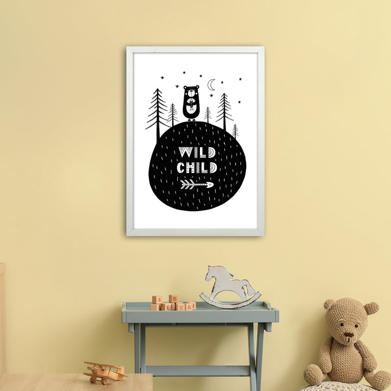 Wild Child Forest Bear  Art Print by Pixy Paper A2 Oak Frame