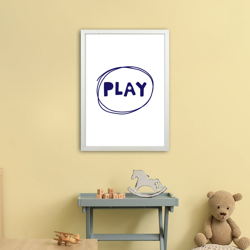 Play Navy Super Scandi  Art Print by Pixy Paper A2 Oak Frame