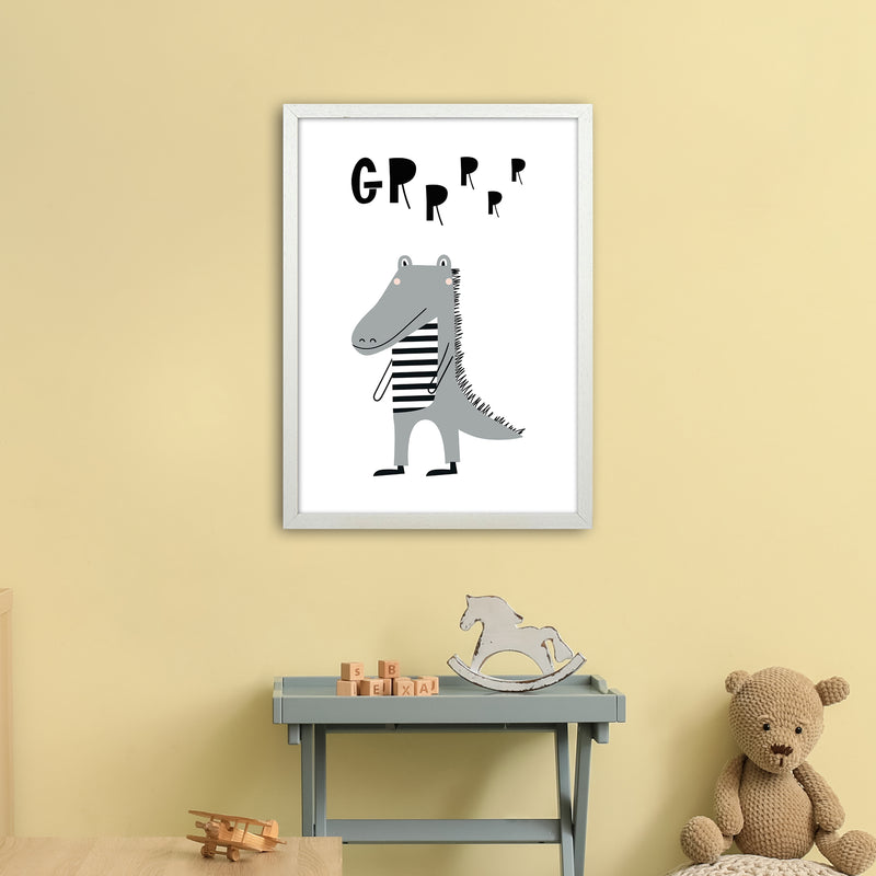 Grr Gator Animal Pop  Art Print by Pixy Paper A2 Oak Frame