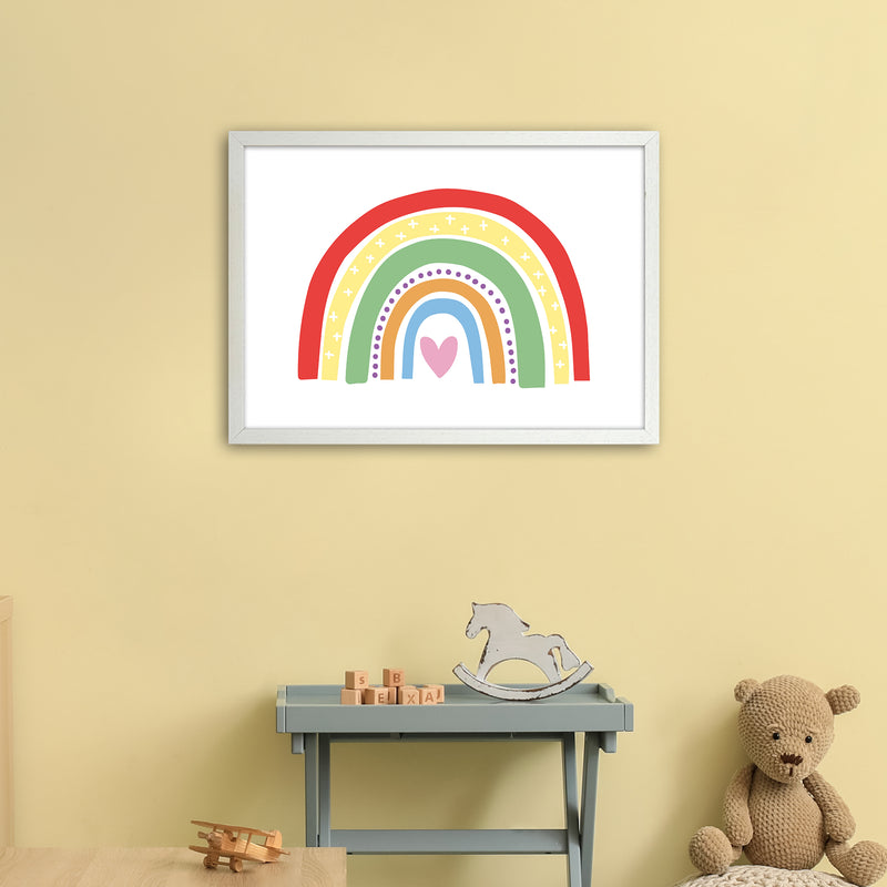 Rainbow With Heart  Art Print by Pixy Paper A2 Oak Frame