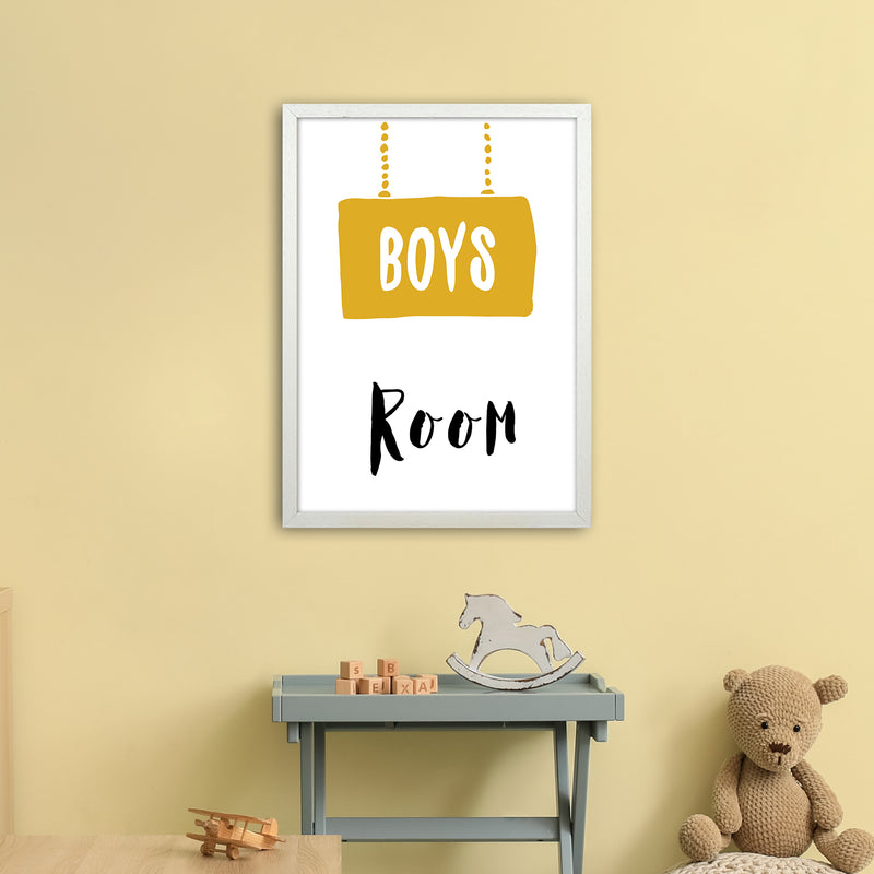 Boys Room Mustard  Art Print by Pixy Paper A2 Oak Frame