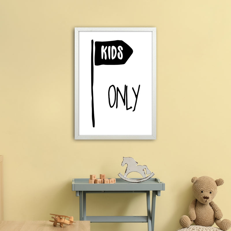 Kids Only Black  Art Print by Pixy Paper A2 Oak Frame