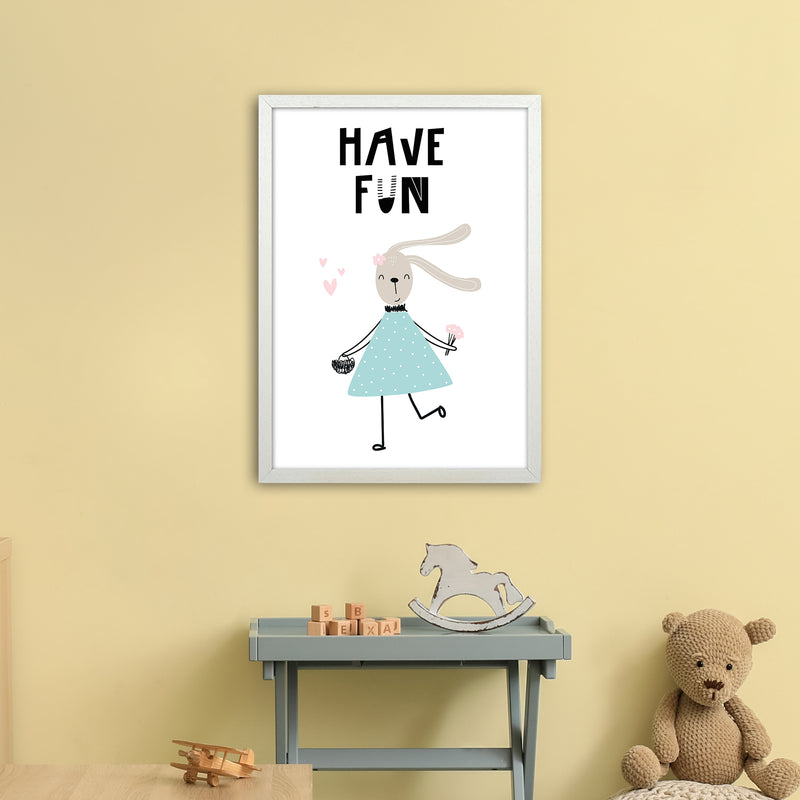 Have Fun Animal  Art Print by Pixy Paper A2 Oak Frame