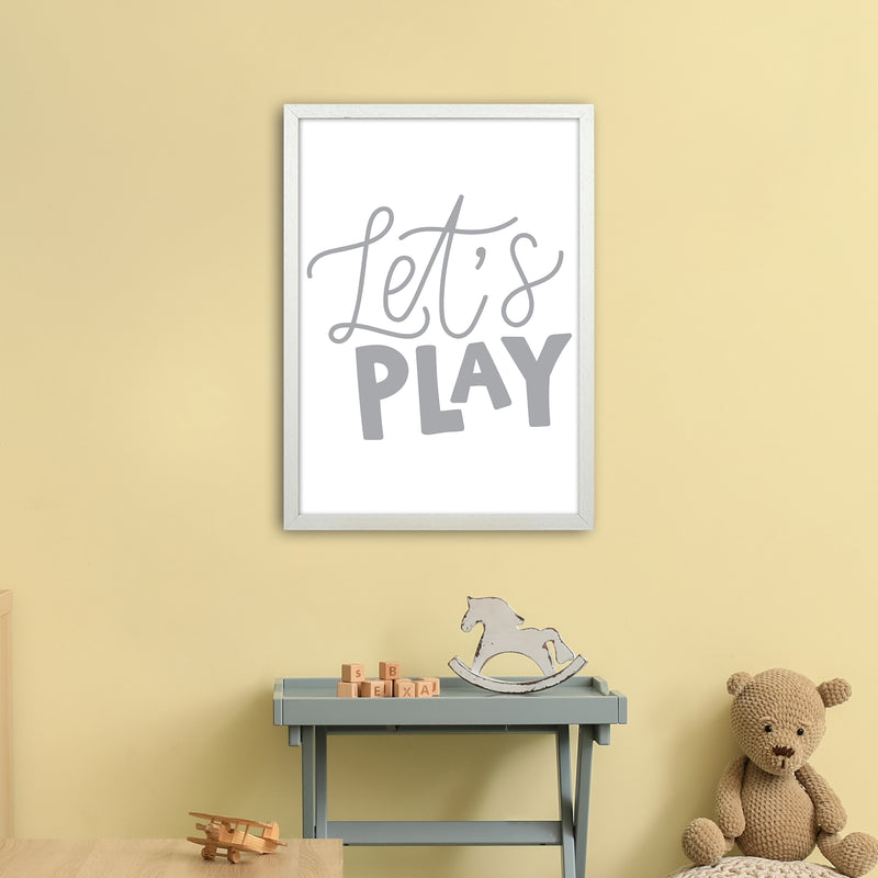 Let'S Play Grey  Art Print by Pixy Paper A2 Oak Frame