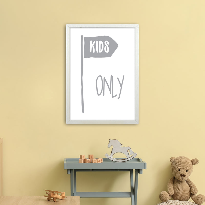 Kids Only Grey  Art Print by Pixy Paper A2 Oak Frame