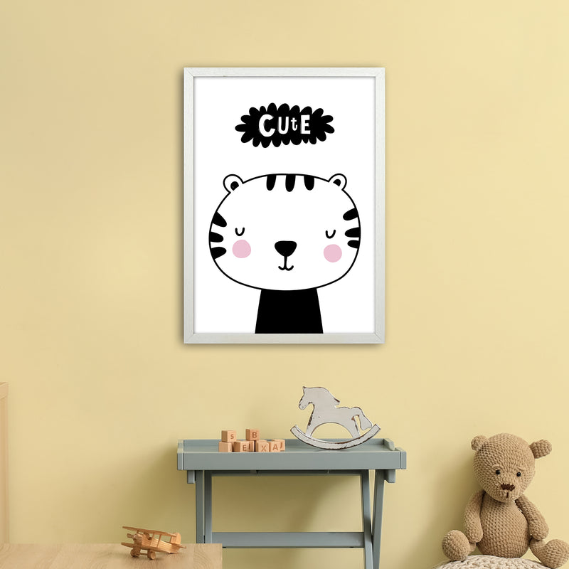 Cute Tiger  Art Print by Pixy Paper A2 Oak Frame
