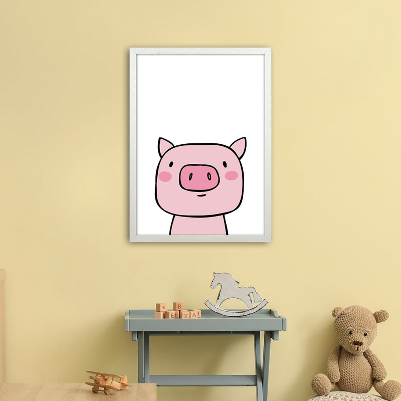 Pig  Art Print by Pixy Paper A2 Oak Frame