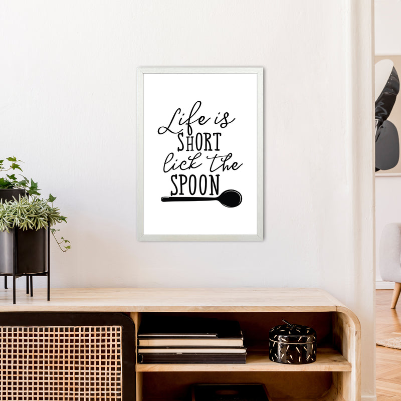 Life Is Short Lick The Spoon  Art Print by Pixy Paper A2 Oak Frame