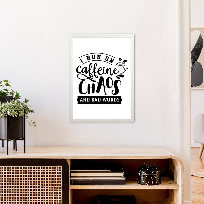 Caffeine And Bad Words  Art Print by Pixy Paper A2 Oak Frame