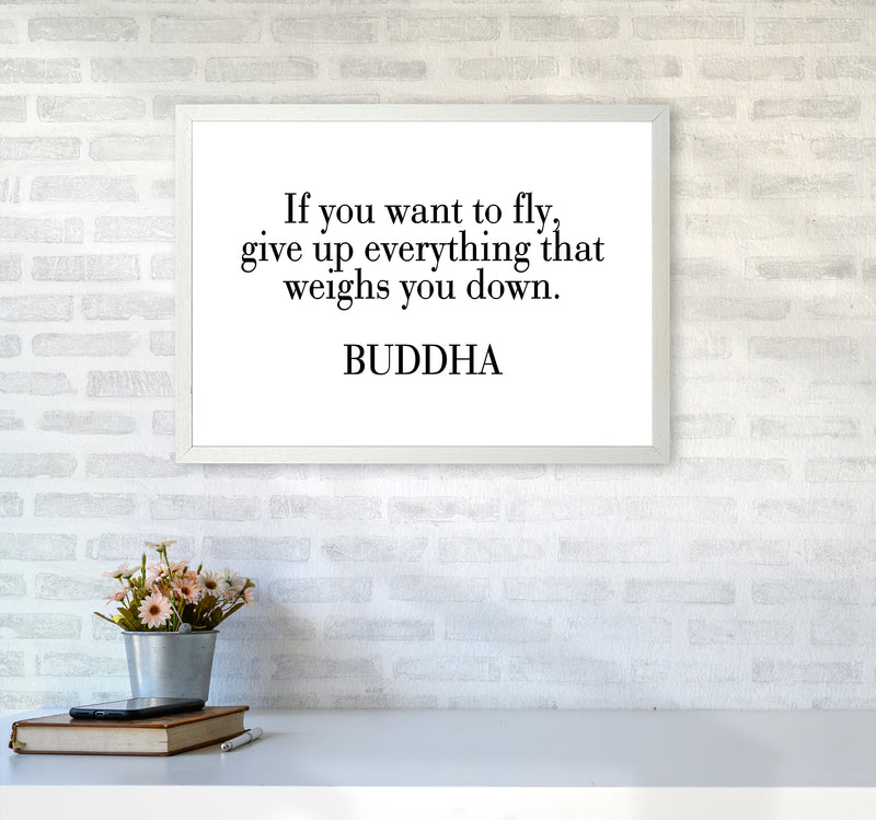 If You Want To Fly - Buddha  Art Print by Pixy Paper A2 Oak Frame