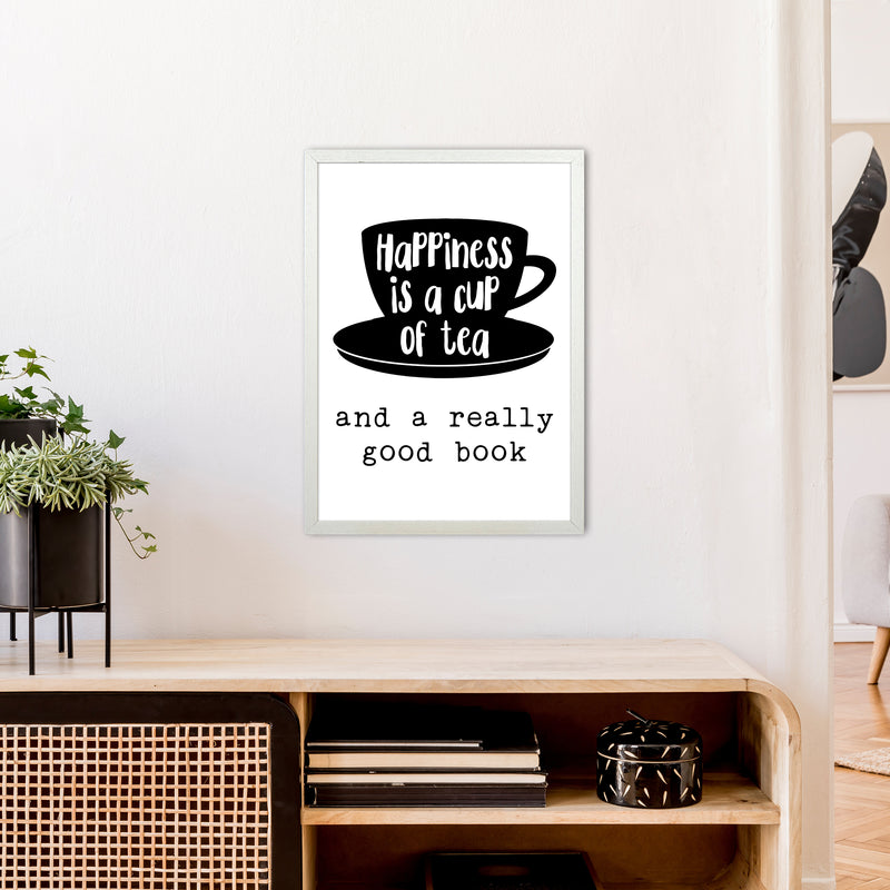 Happiness Is A Cup Of Tea  Art Print by Pixy Paper A2 Oak Frame