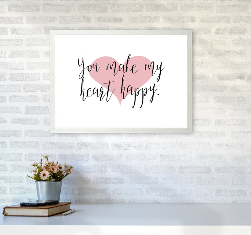 You Make My Heart Happy  Art Print by Pixy Paper A2 Oak Frame