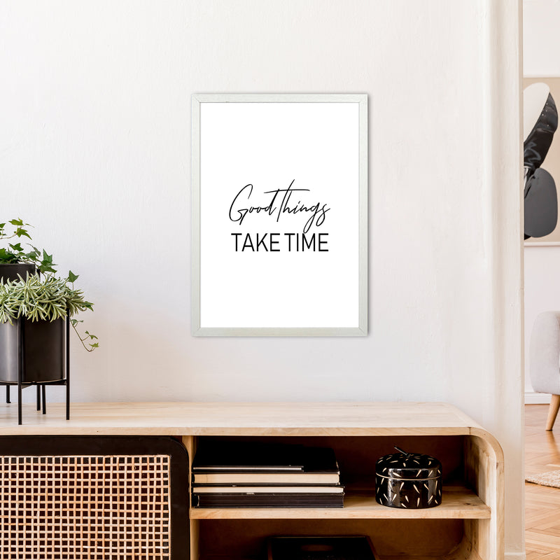 Good Things Take Time  Art Print by Pixy Paper A2 Oak Frame