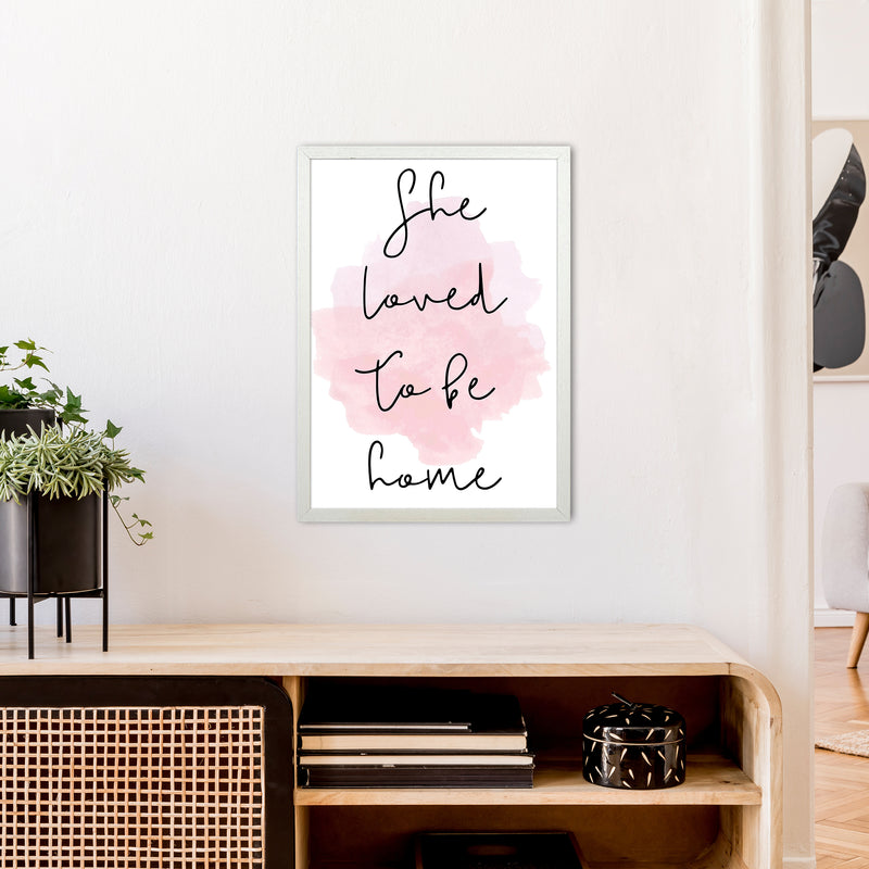 She Loved To Be Home  Art Print by Pixy Paper A2 Oak Frame