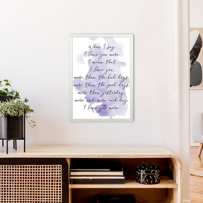 Love You More Purple  Art Print by Pixy Paper A2 Oak Frame