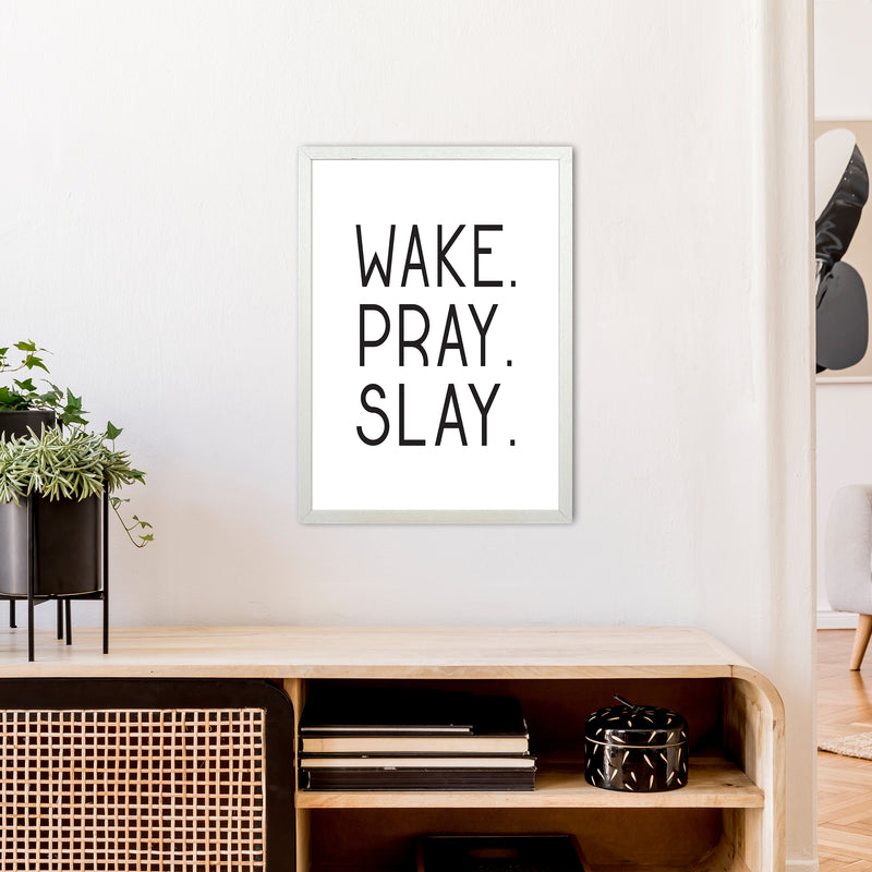 Wake Pray Slay  Art Print by Pixy Paper A2 Oak Frame