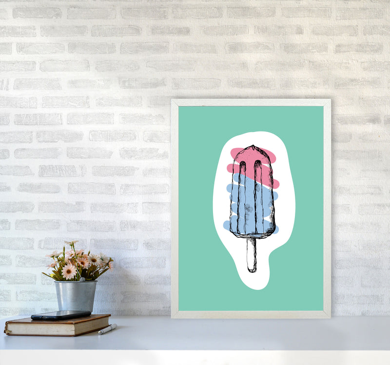 Kitchen Pop Ice Lolly Mint Art Print by Pixy Paper A2 Oak Frame