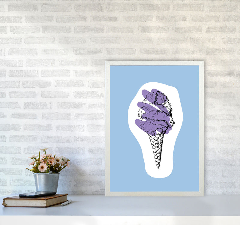 Kitchen Pop Ice Cream Blue Art Print by Pixy Paper A2 Oak Frame