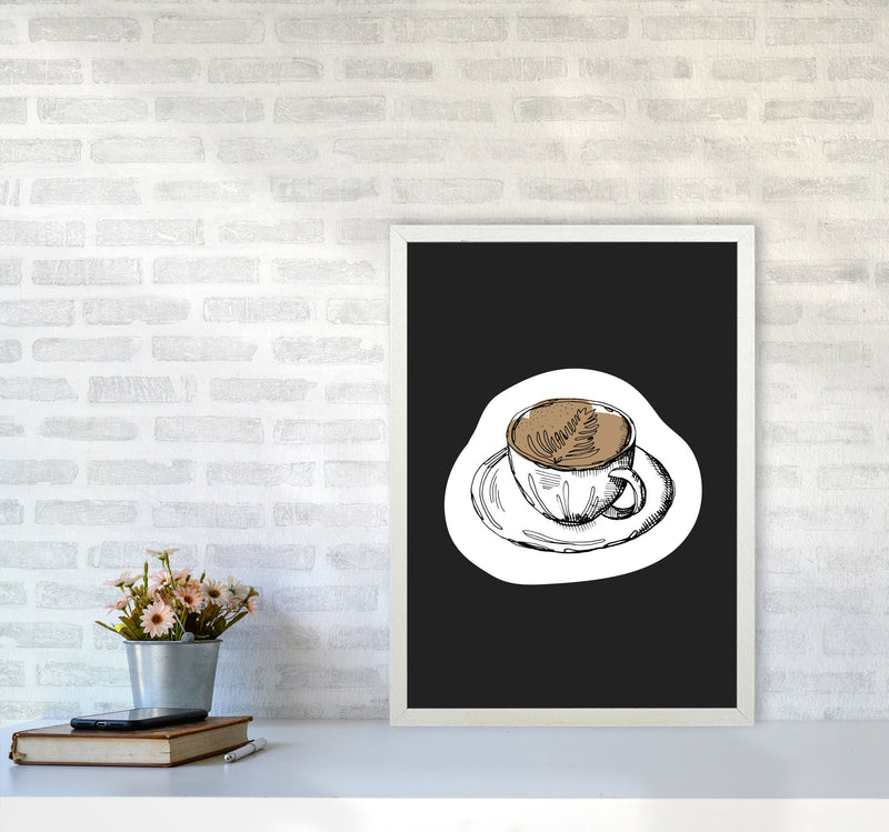 Kitchen Pop Coffee Off Black Art Print by Pixy Paper A2 Oak Frame