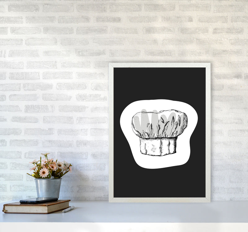 Kitchen Pop Chef's Hat Off Black Art Print by Pixy Paper A2 Oak Frame