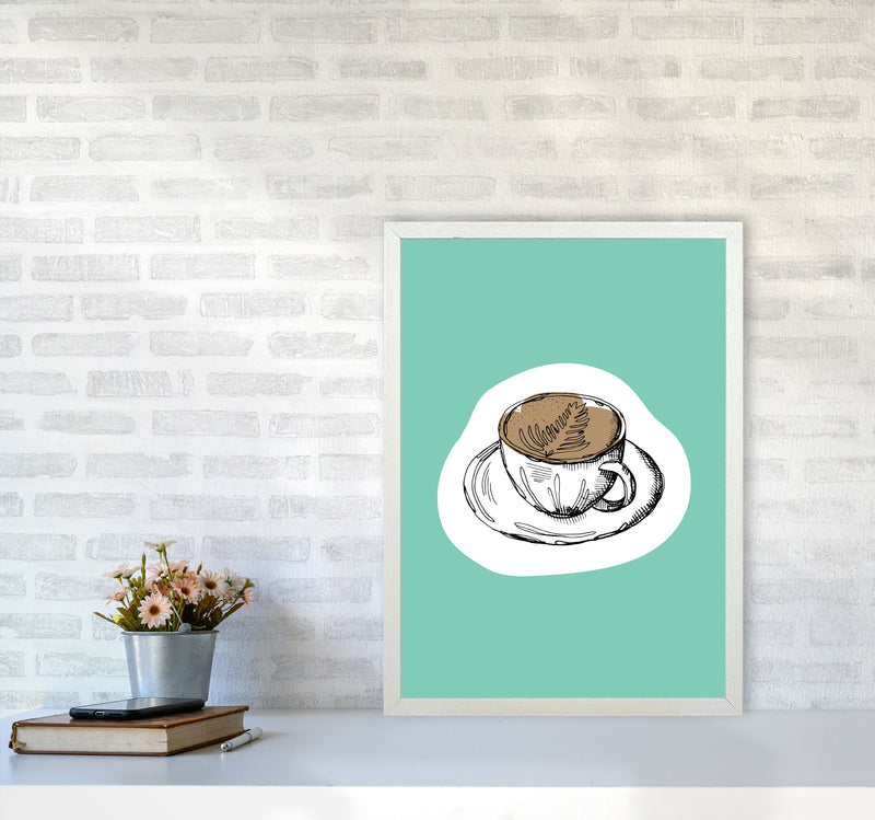 Kitchen Pop Coffee Mint Art Print by Pixy Paper A2 Oak Frame