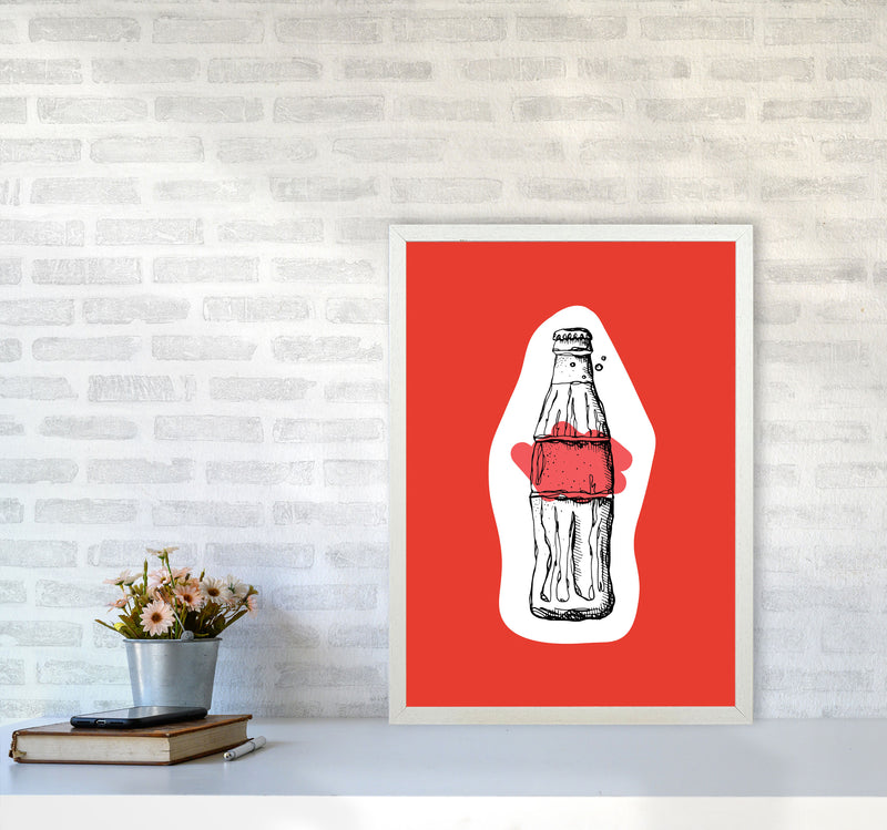 Kitchen Pop Cola Red Art Print by Pixy Paper A2 Oak Frame